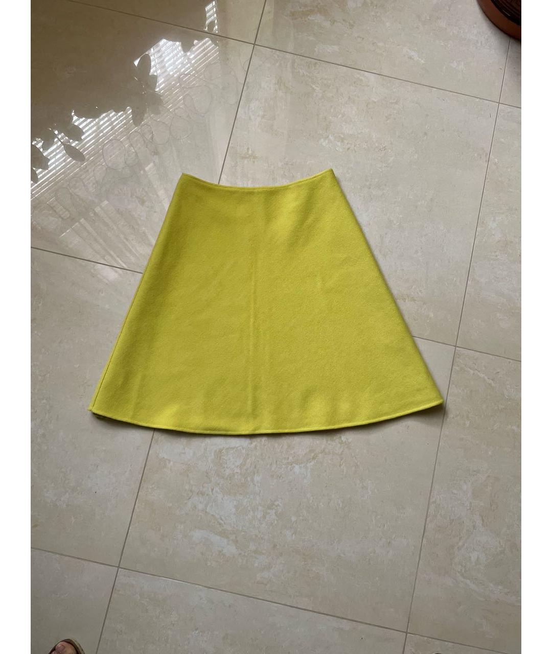 WEEKEND MAX MARA Желтая кашемировая юбка миди, фото 5