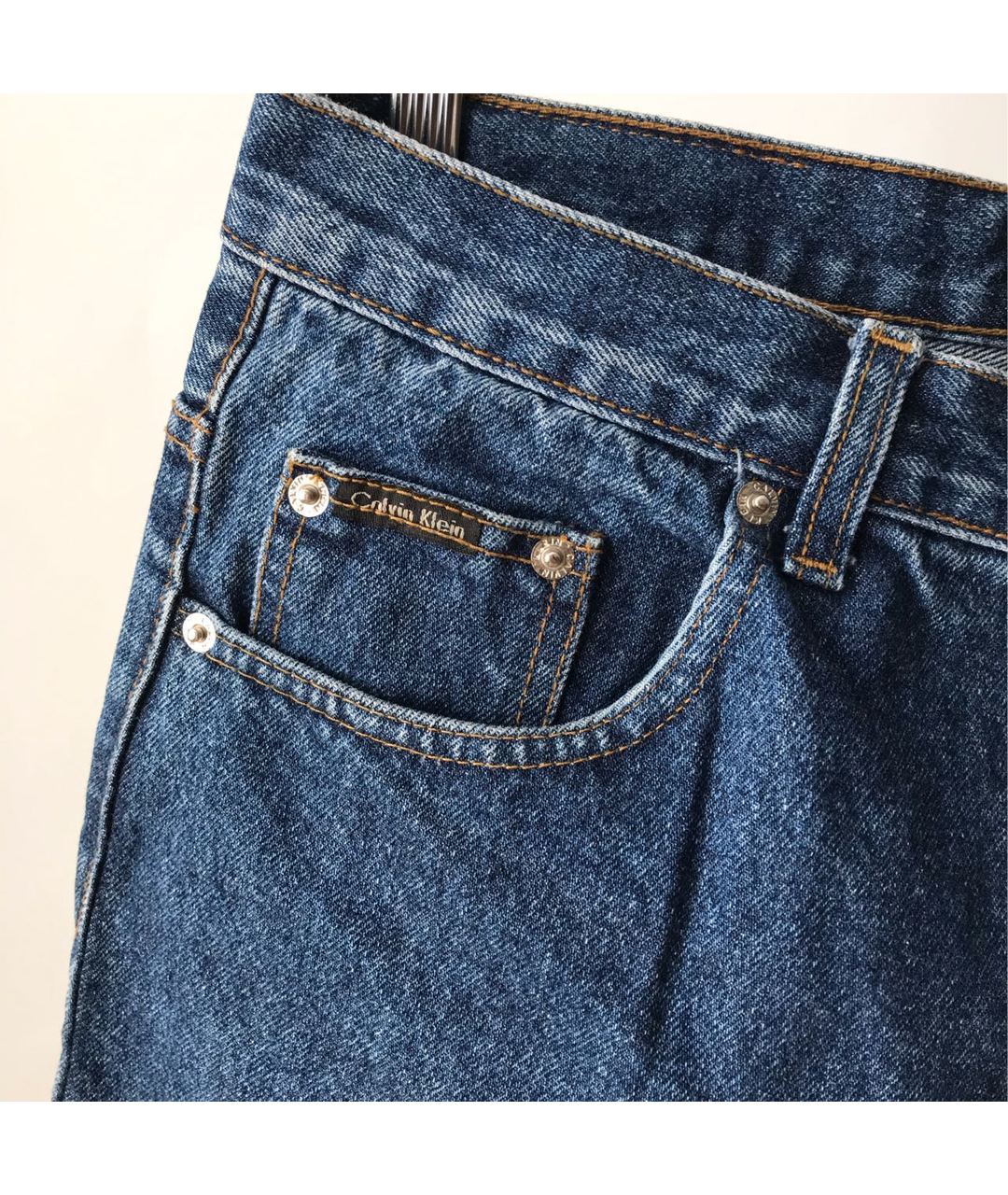 CALVIN KLEIN Синие хлопковые прямые джинсы, фото 4