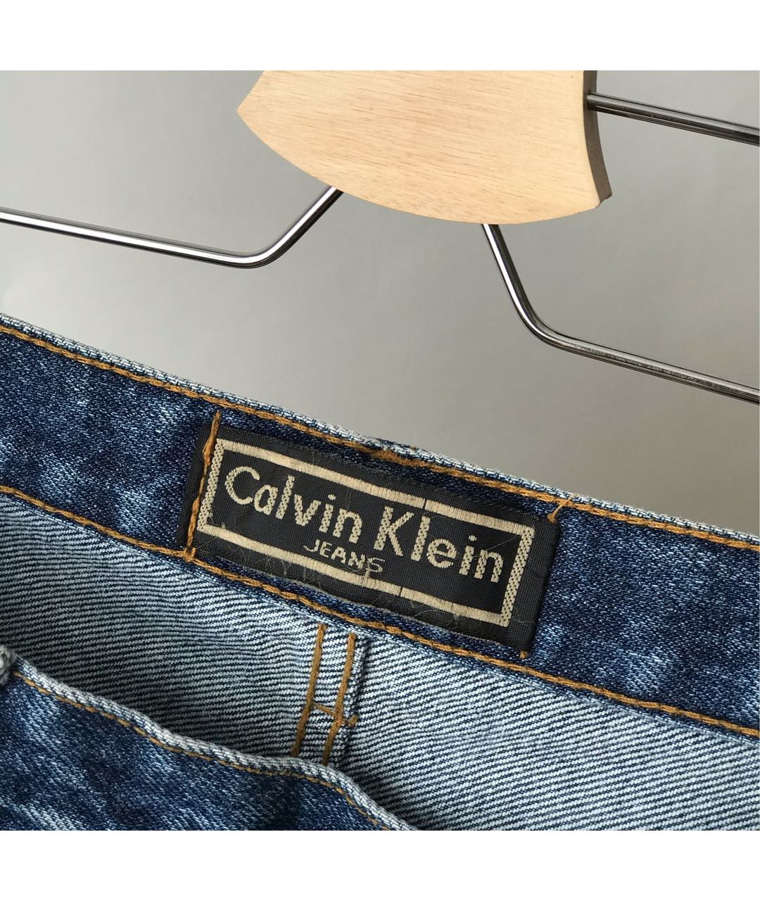 CALVIN KLEIN Синие хлопковые прямые джинсы, фото 3