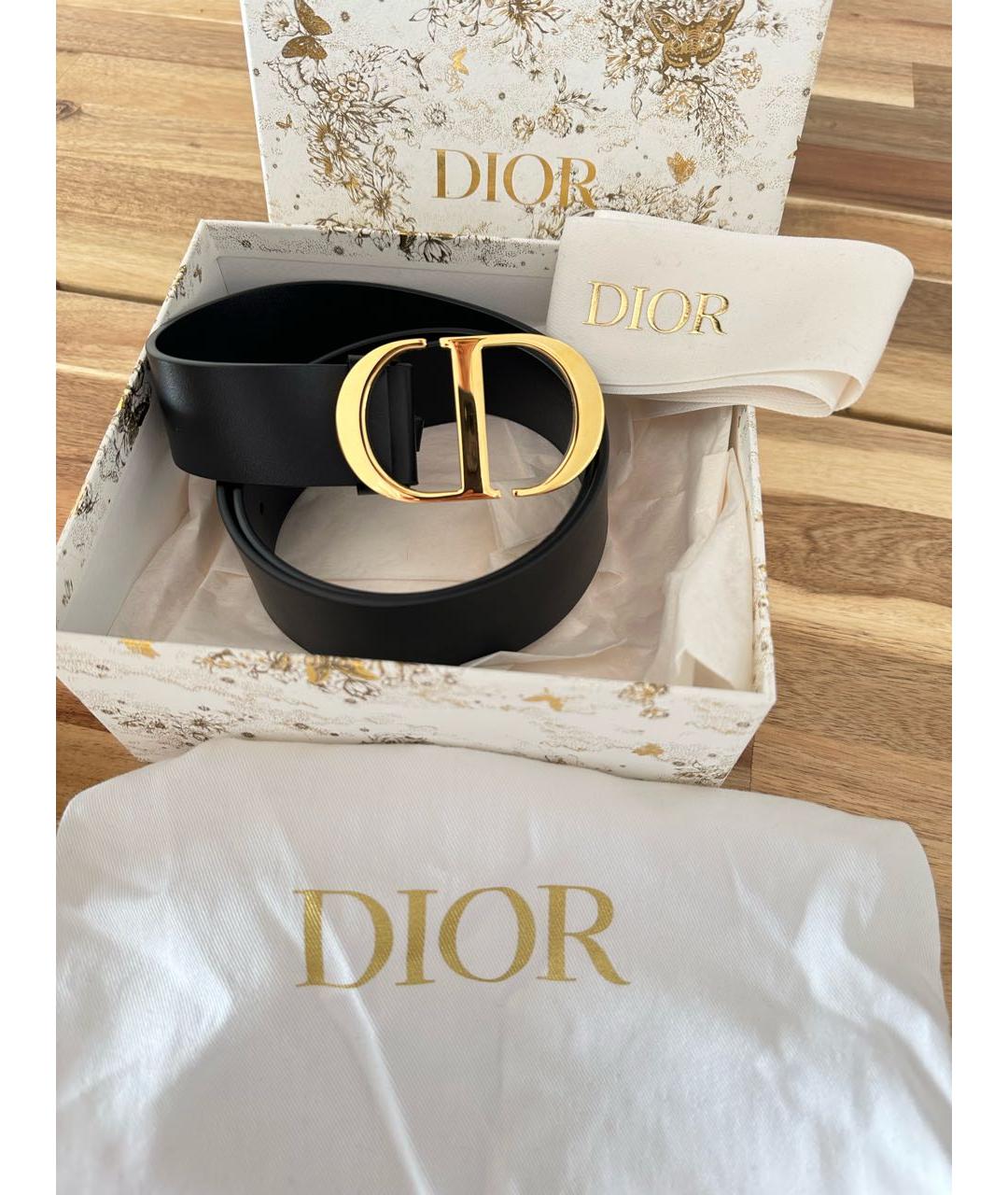 CHRISTIAN DIOR Черный кожаный ремень, фото 4