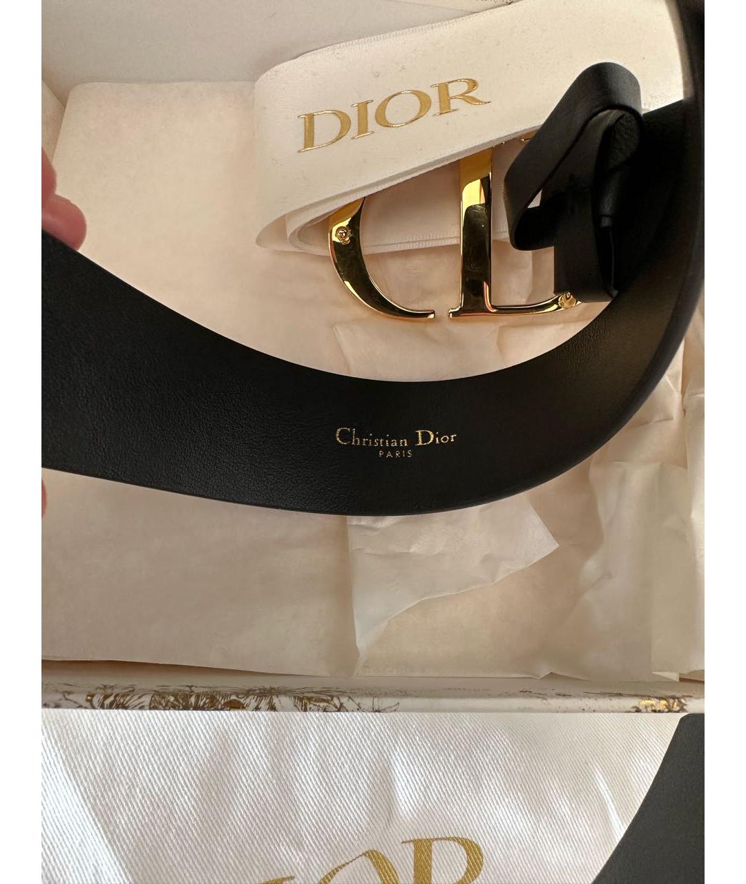 CHRISTIAN DIOR Черный кожаный ремень, фото 2