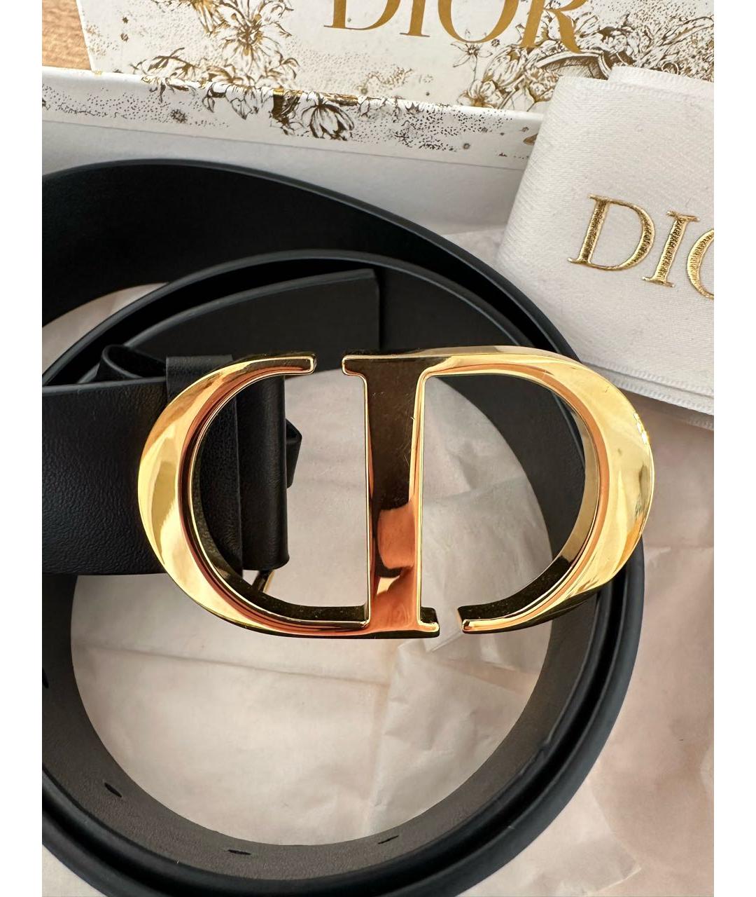 CHRISTIAN DIOR Черный кожаный ремень, фото 3