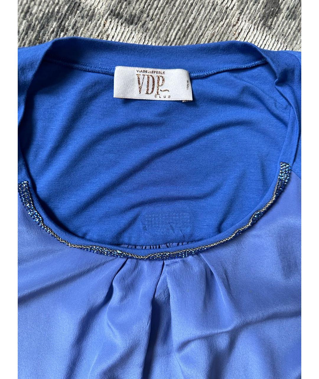 VDP Синяя хлопко-эластановая блузы, фото 2