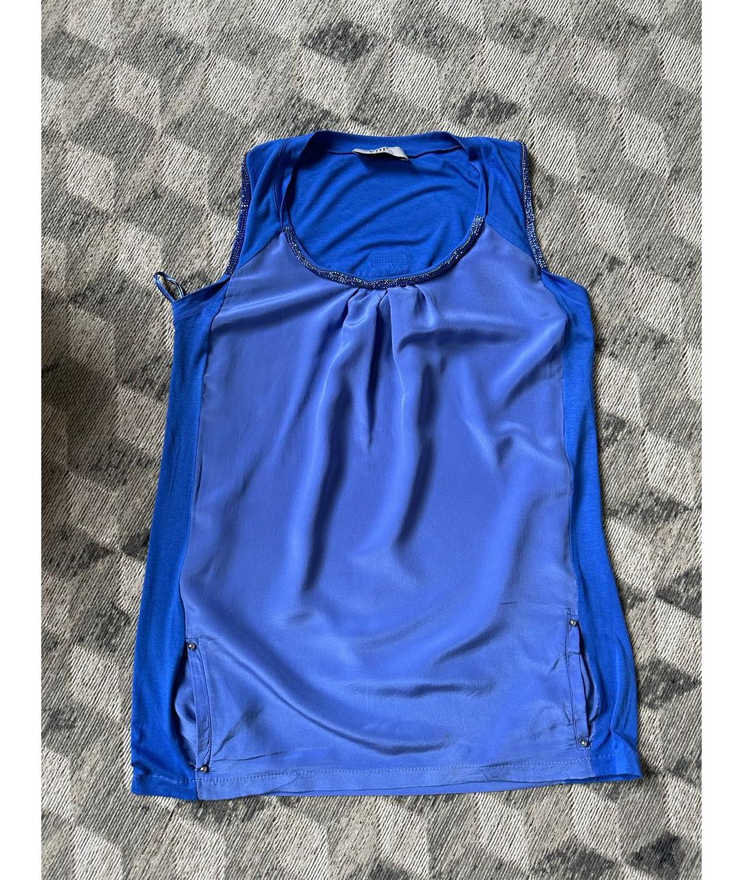 VDP Синяя хлопко-эластановая блузы, фото 5