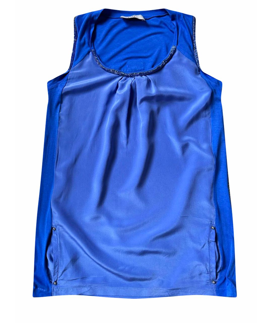 VDP Синяя хлопко-эластановая блузы, фото 1