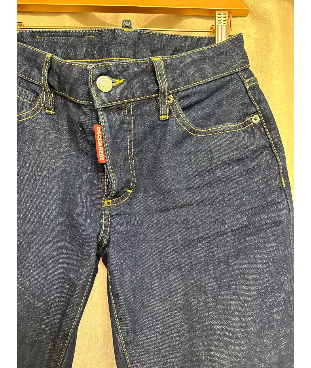 DSQUARED2 Темно-синие хлопко-эластановые джинсы клеш, фото 4