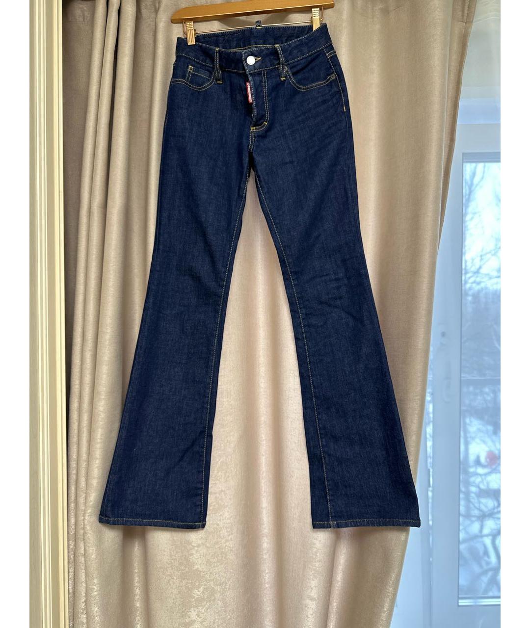 DSQUARED2 Темно-синие хлопко-эластановые джинсы клеш, фото 5