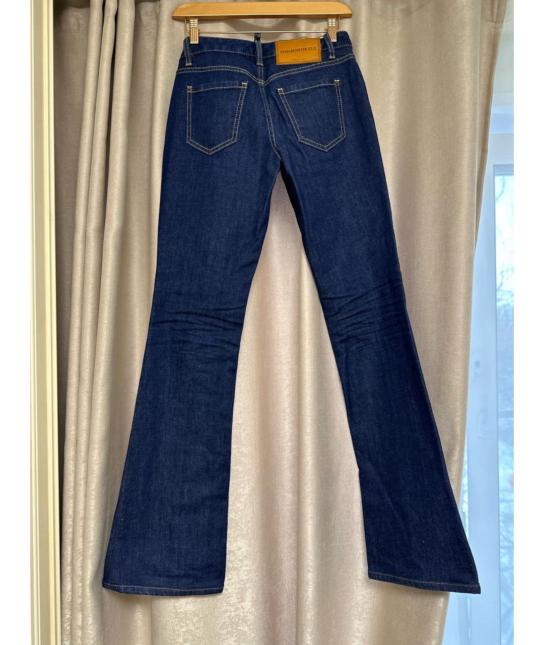DSQUARED2 Темно-синие хлопко-эластановые джинсы клеш, фото 2