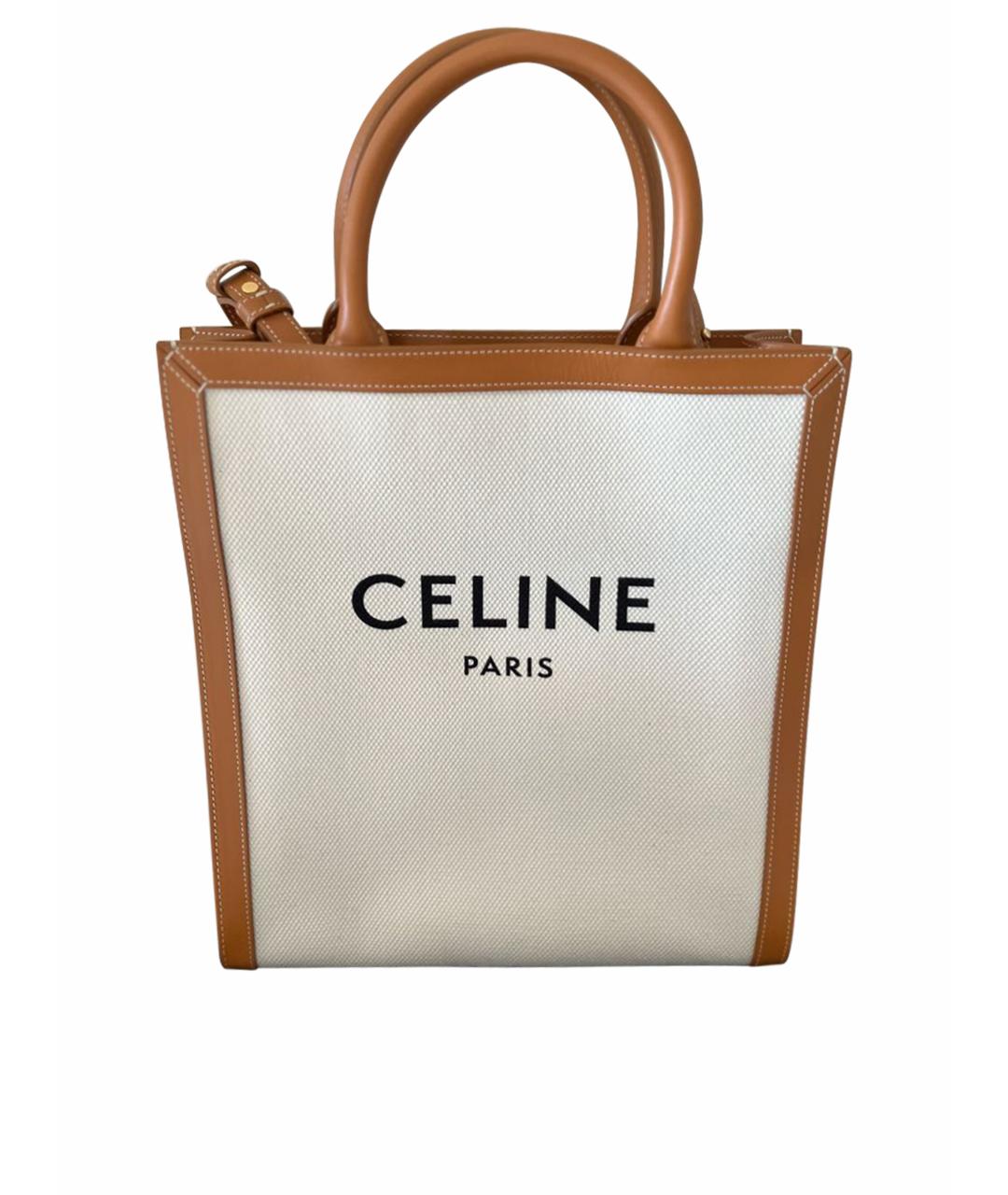 CELINE Бежевая тканевая сумка тоут, фото 1