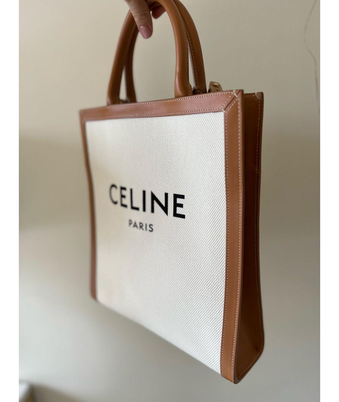 CELINE Бежевая тканевая сумка тоут, фото 2