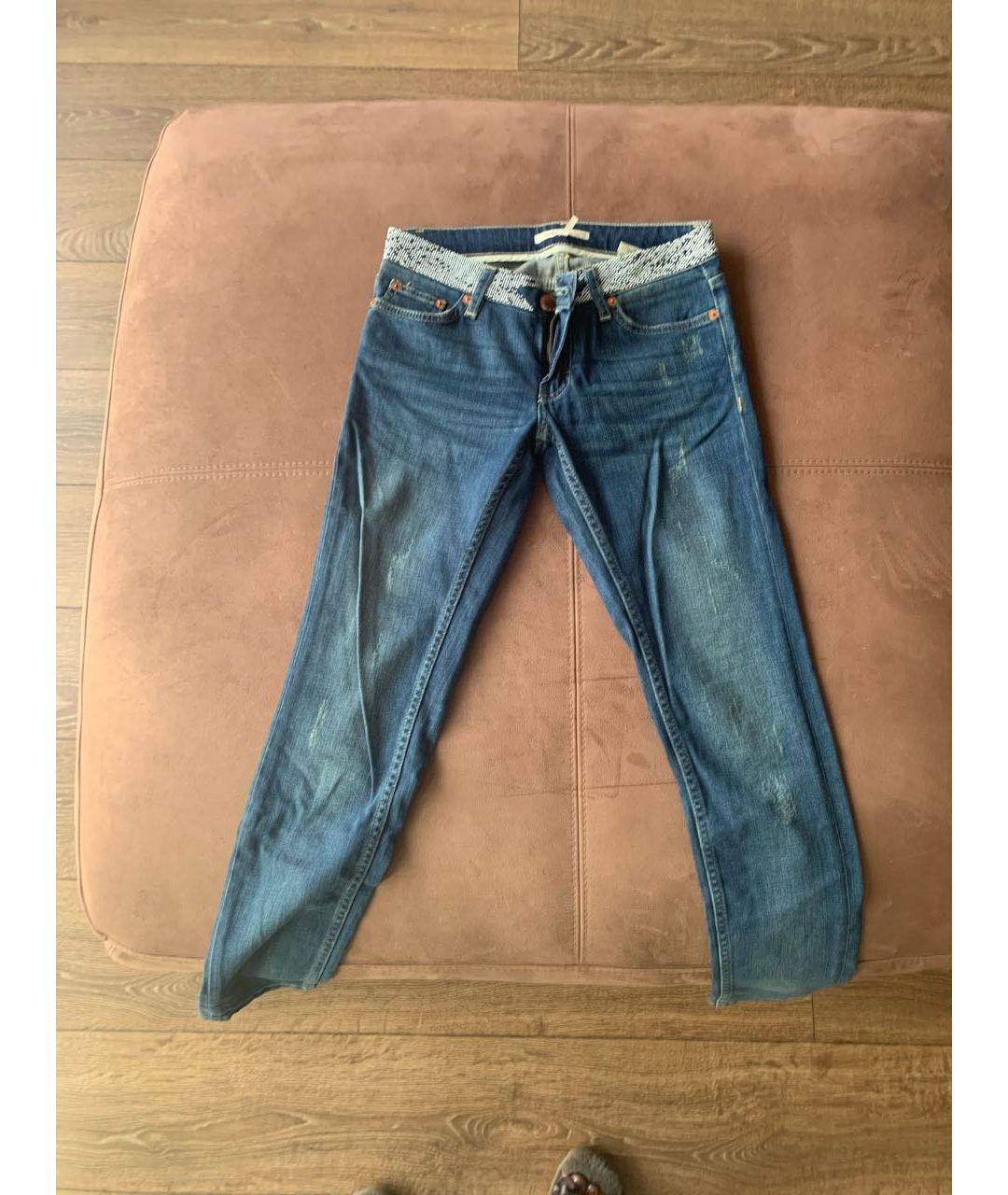 MAJE Синие хлопко-эластановые джинсы слим, фото 2