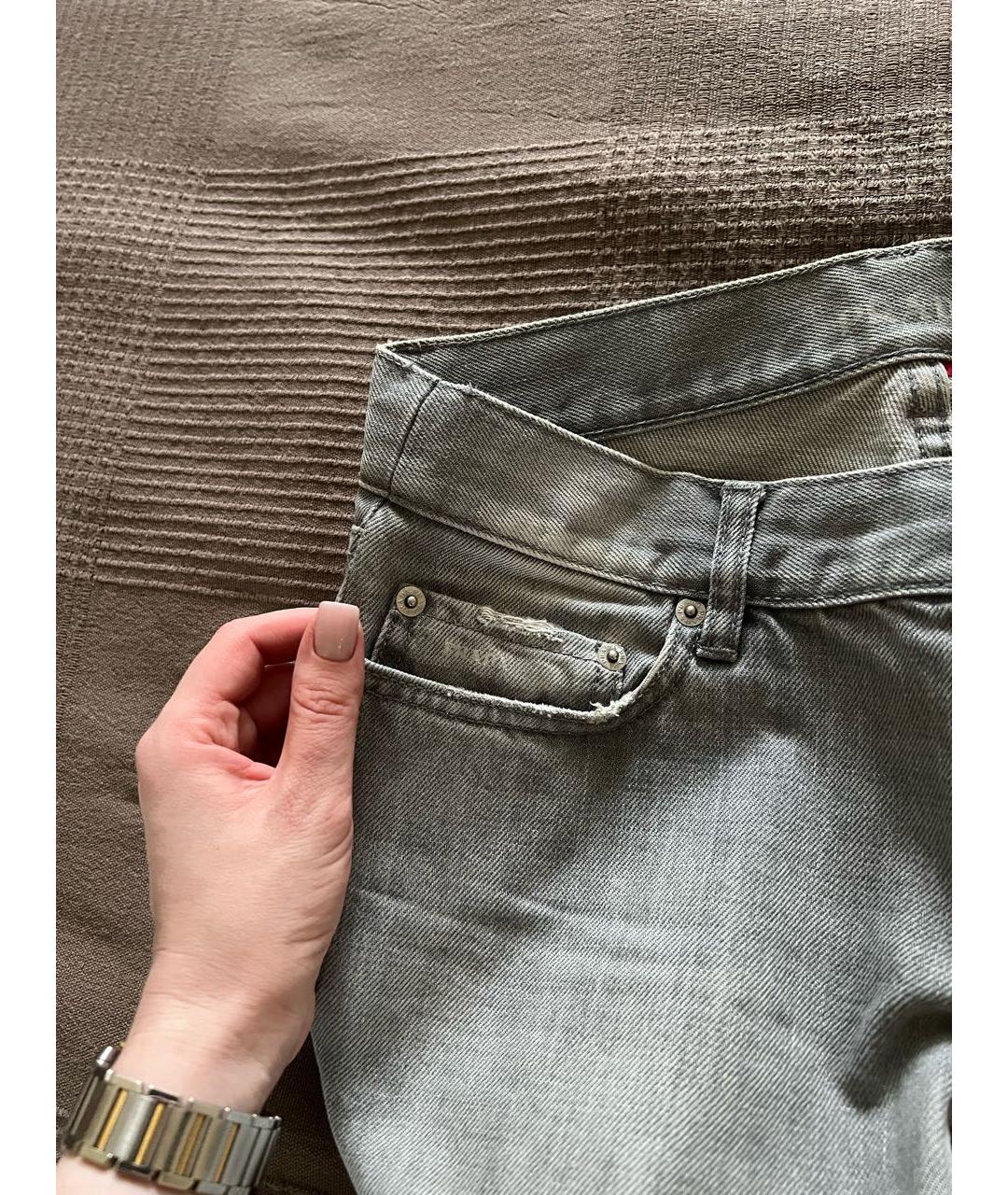 PRADA Серые хлопковые прямые джинсы, фото 3