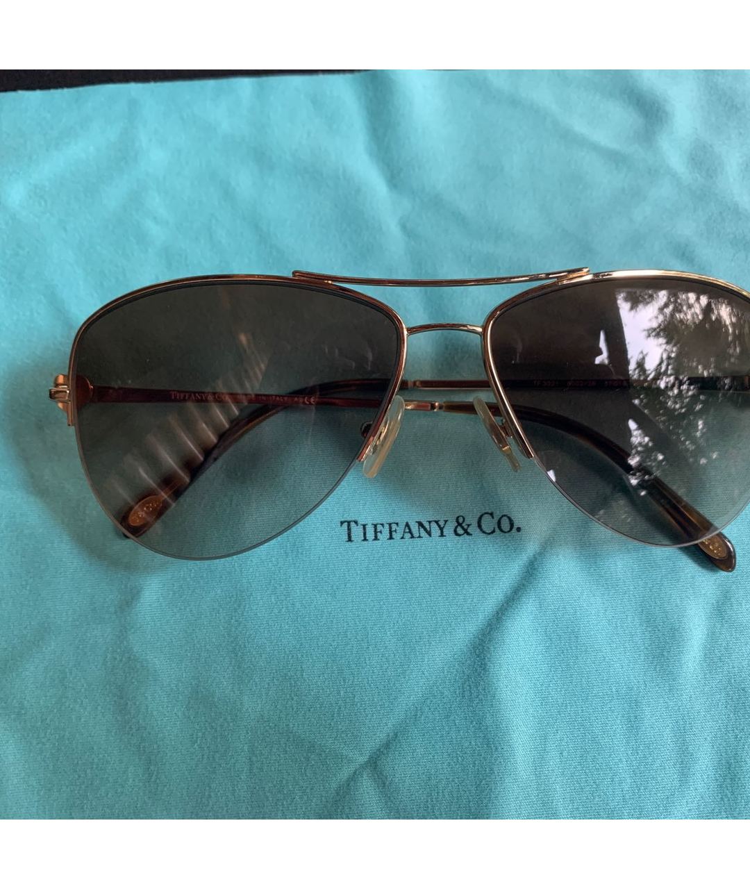 TIFFANY&CO Золотые металлические солнцезащитные очки, фото 2