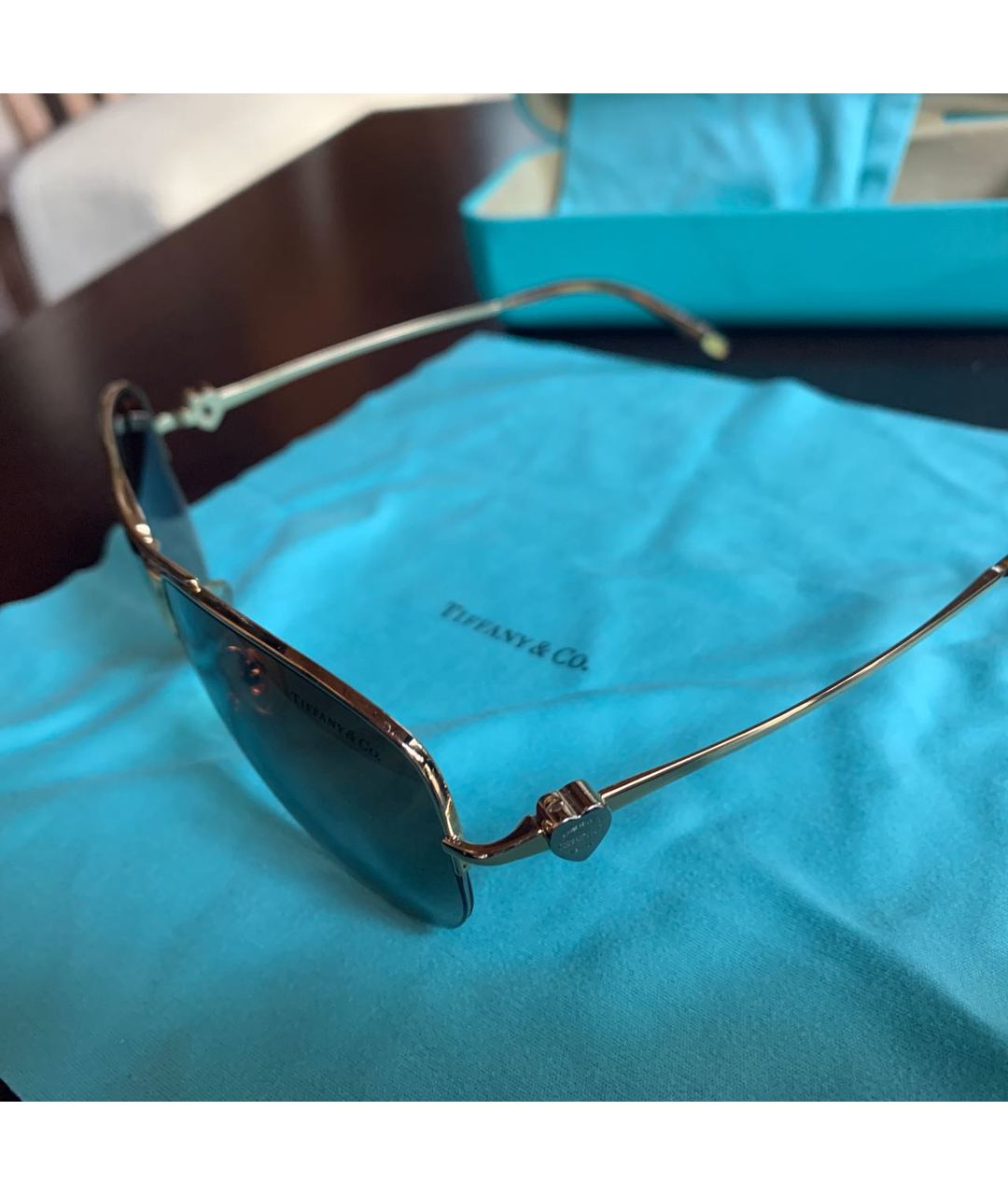 TIFFANY&CO Золотые металлические солнцезащитные очки, фото 3