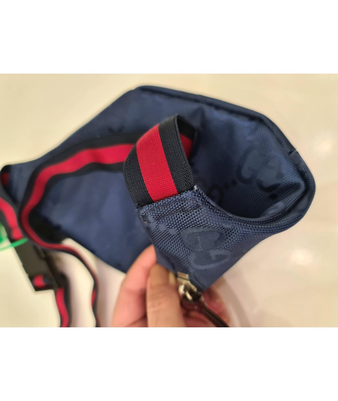 GUCCI Синяя синтетическая поясная сумка, фото 7