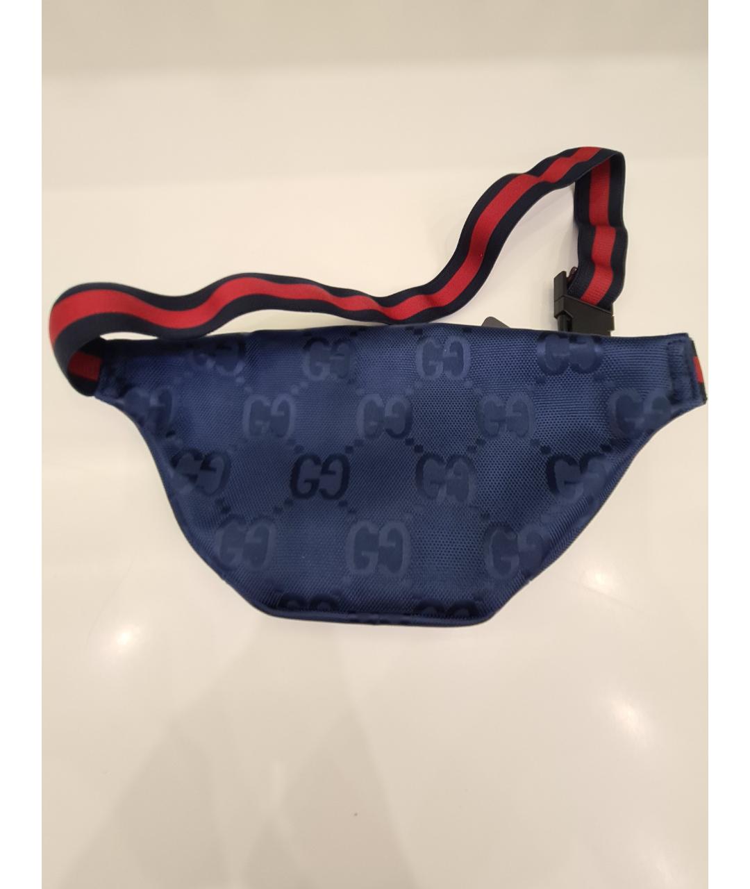 GUCCI Синяя синтетическая поясная сумка, фото 3