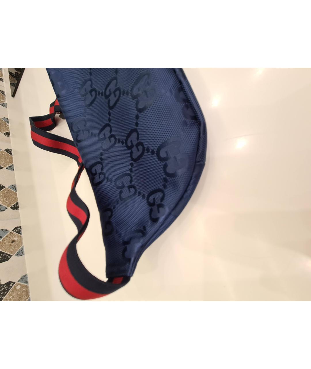 GUCCI Синяя синтетическая поясная сумка, фото 6