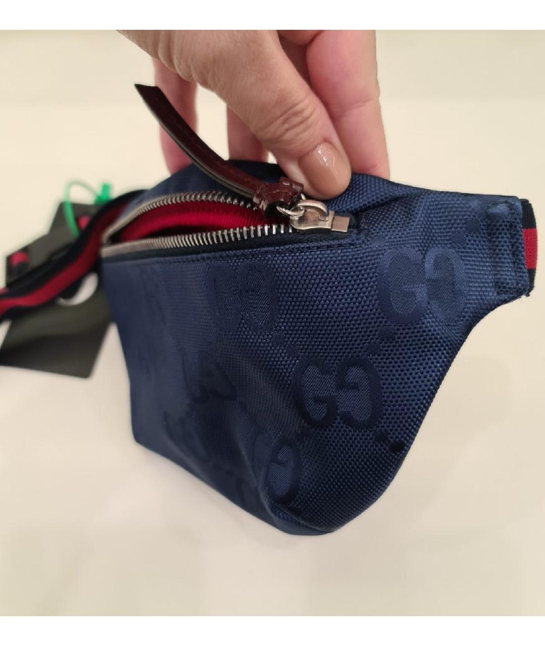 GUCCI Синяя синтетическая поясная сумка, фото 2