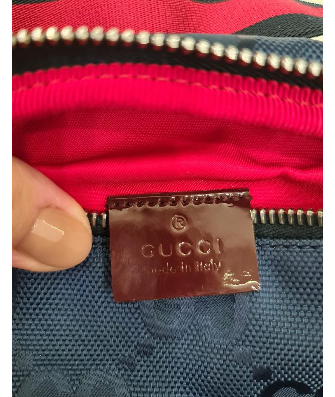 GUCCI Синяя синтетическая поясная сумка, фото 9