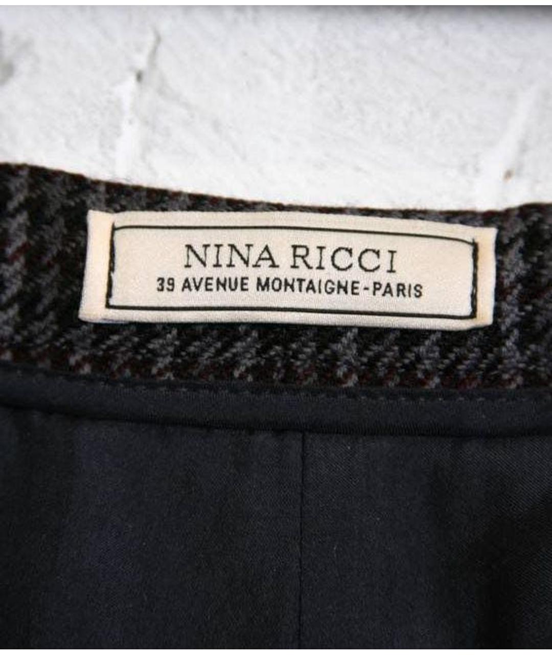 NINA RICCI Серые шерстяные брюки узкие, фото 3