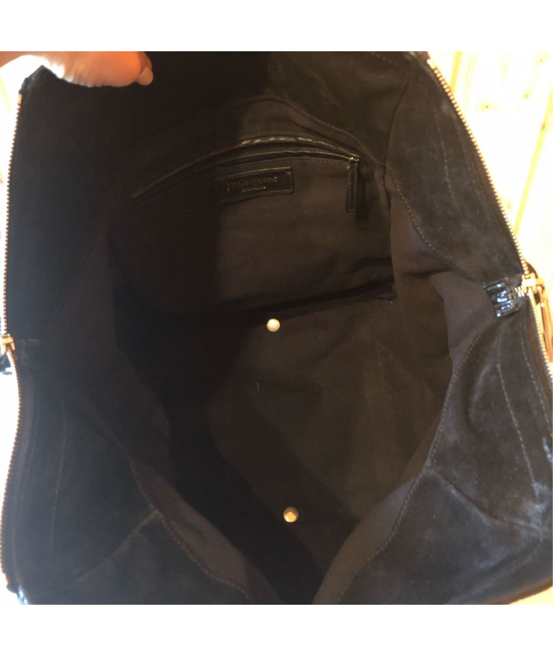 YVES SAINT LAURENT VINTAGE Черная сумка тоут из лакированной кожи, фото 8