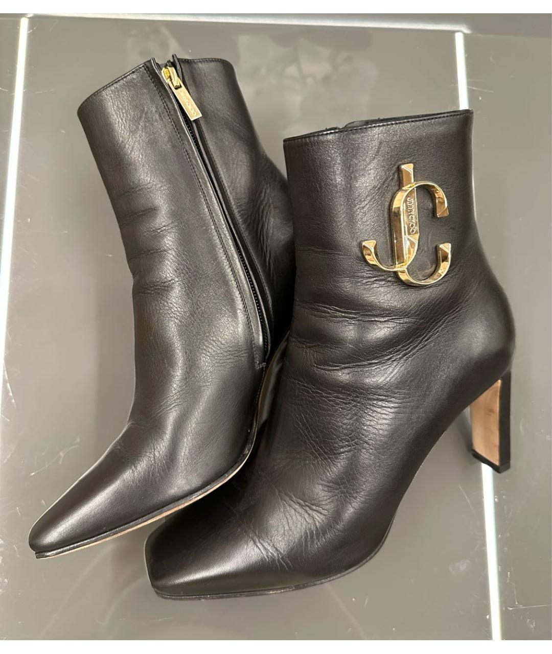 JIMMY CHOO Черные кожаные ботильоны, фото 4