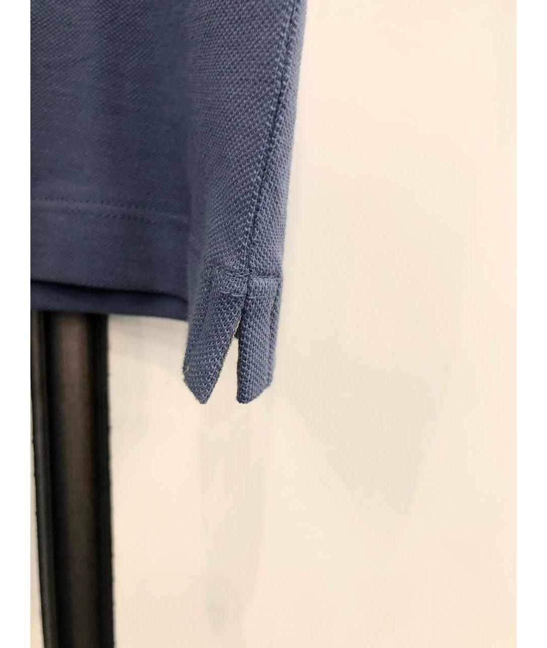 BRUNELLO CUCINELLI Синее хлопковое поло с коротким рукавом, фото 5