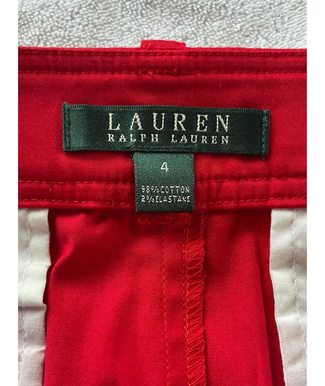 RALPH LAUREN Красная хлопко-эластановая юбка миди, фото 8