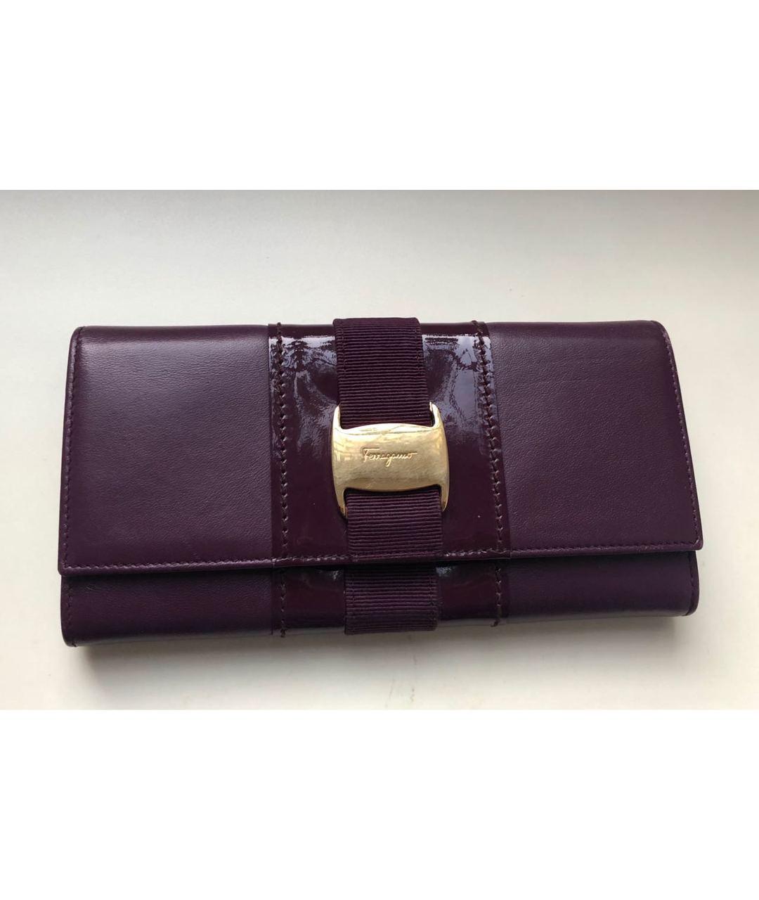SALVATORE FERRAGAMO Фиолетовый кожаный кошелек, фото 9