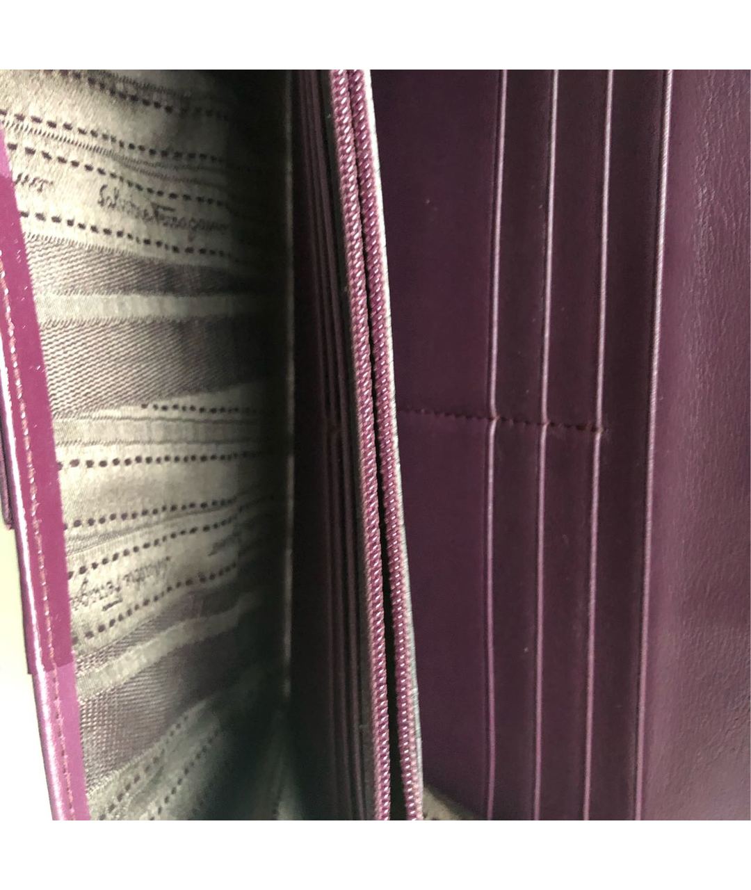 SALVATORE FERRAGAMO Фиолетовый кожаный кошелек, фото 8