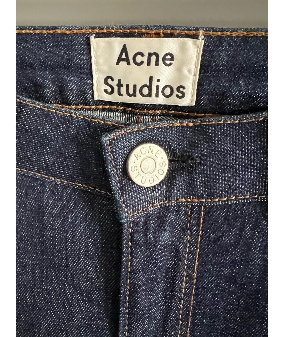 ACNE STUDIOS Темно-синие хлопко-эластановые джинсы слим, фото 4