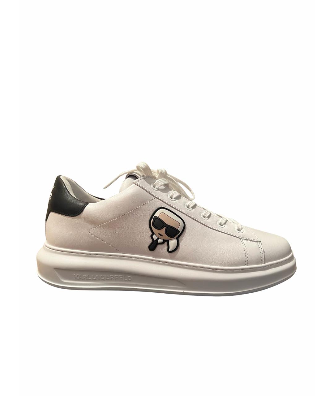 KARL LAGERFELD Белые кожаные низкие кроссовки / кеды, фото 1