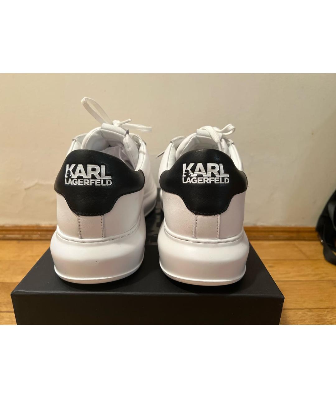 KARL LAGERFELD Белые кожаные низкие кроссовки / кеды, фото 4