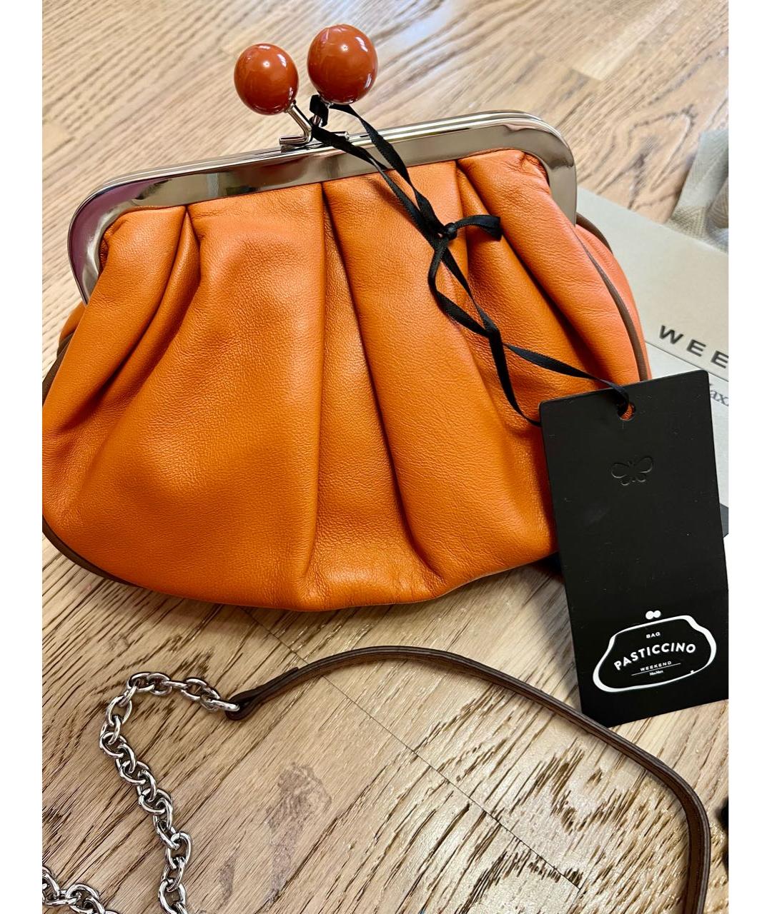 WEEKEND MAX MARA Оранжевая кожаная сумка через плечо, фото 5
