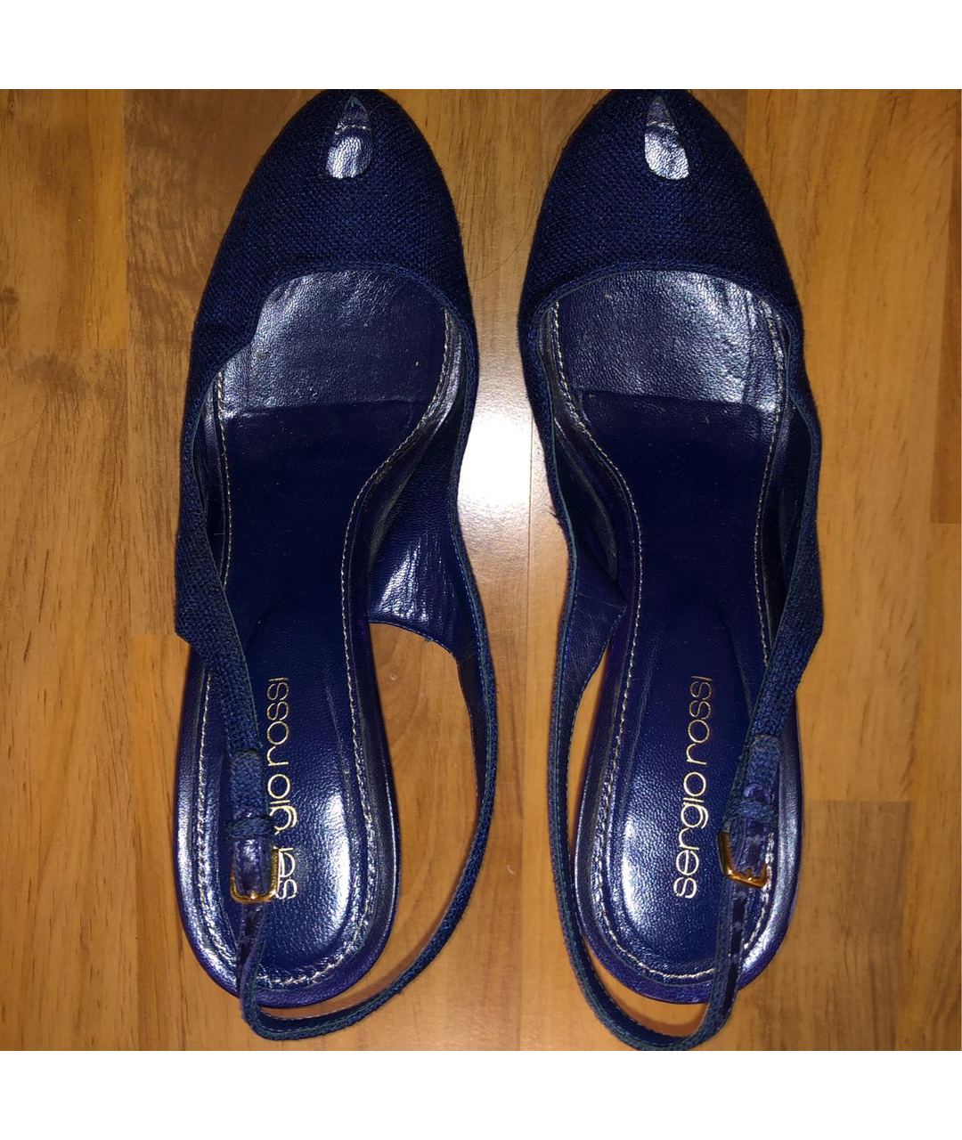 SERGIO ROSSI Синие текстильные туфли, фото 3