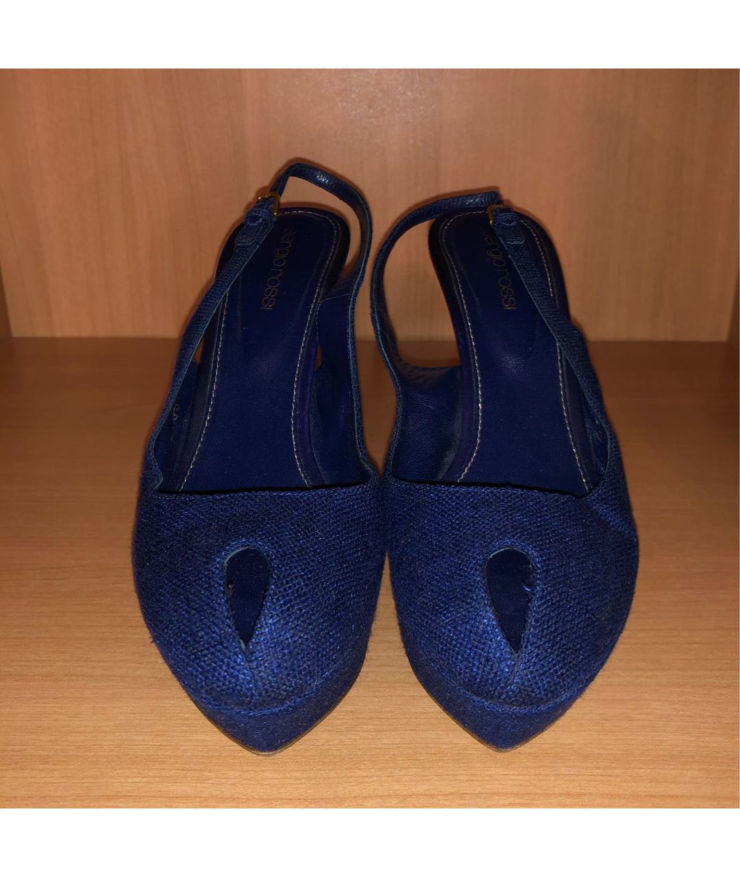 SERGIO ROSSI Синие текстильные туфли, фото 2