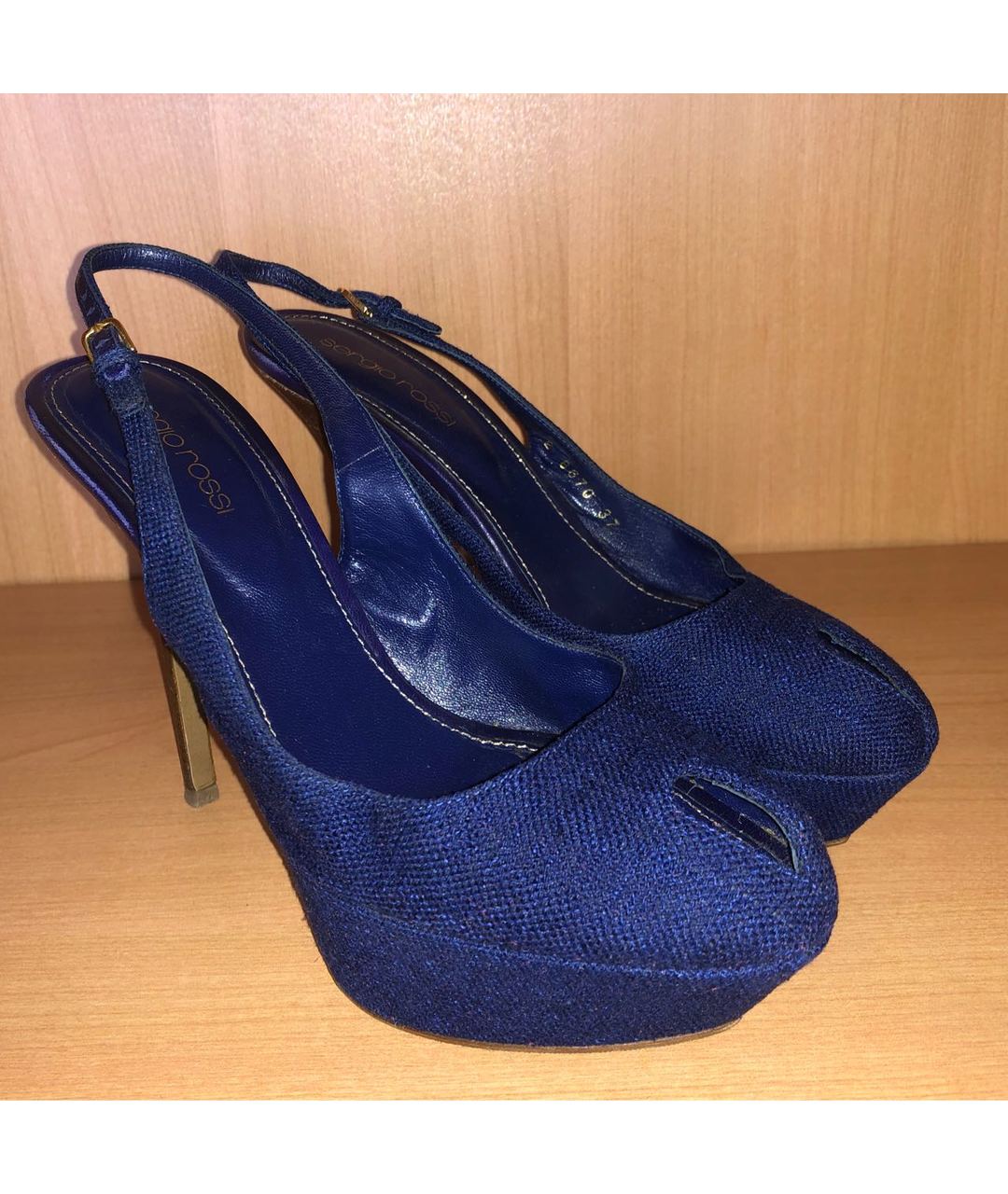 SERGIO ROSSI Синие текстильные туфли, фото 5