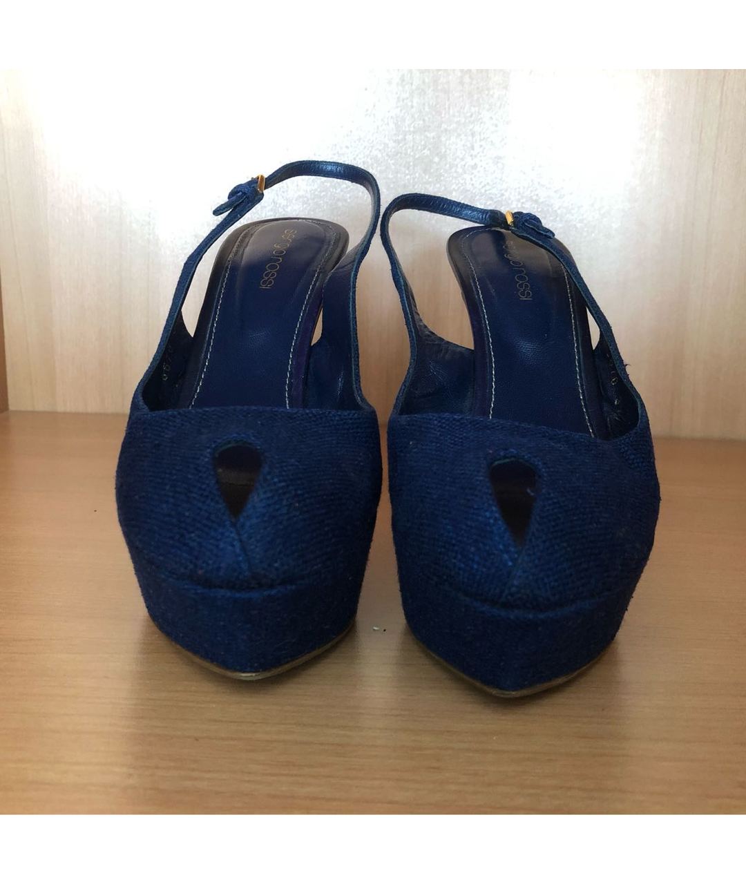 SERGIO ROSSI Синие текстильные туфли, фото 8