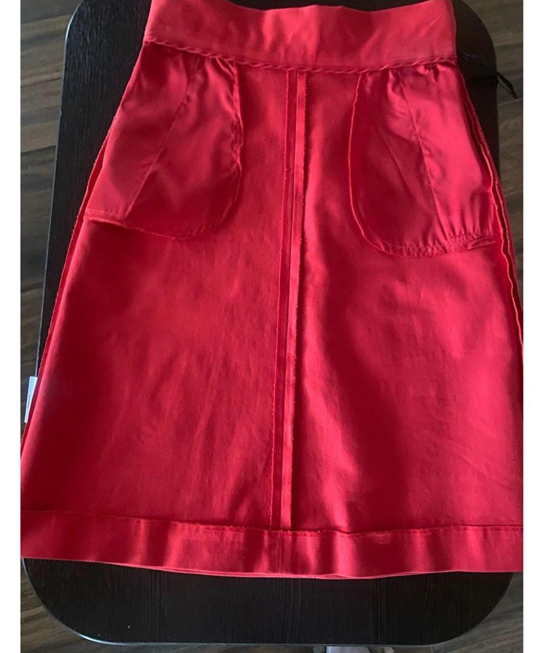 RED VALENTINO Красная хлопковая юбка миди, фото 2