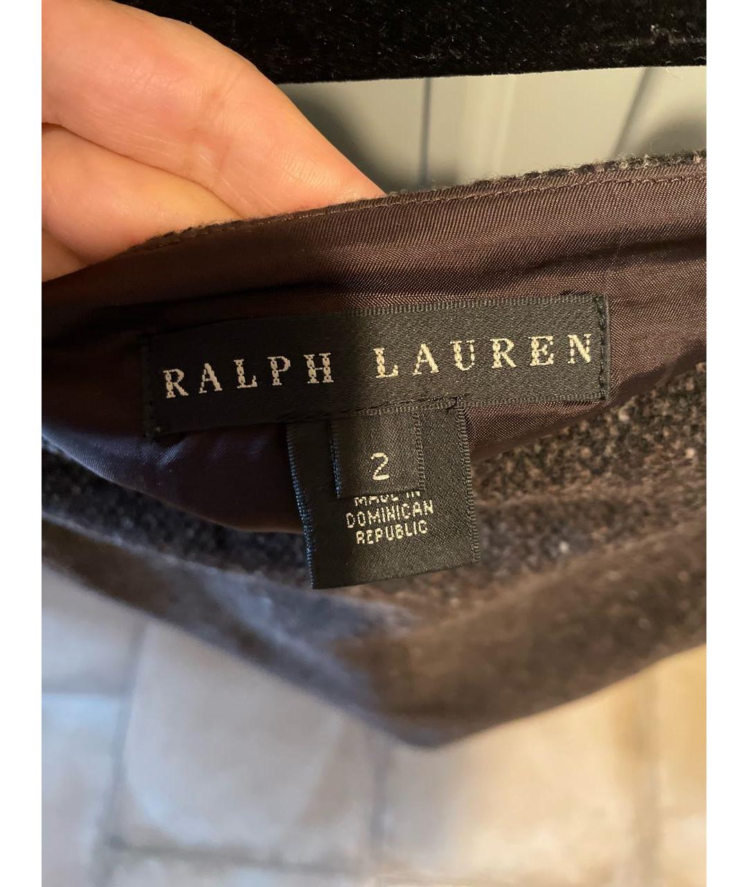 RALPH LAUREN Коричневая шерстяная юбка миди, фото 3