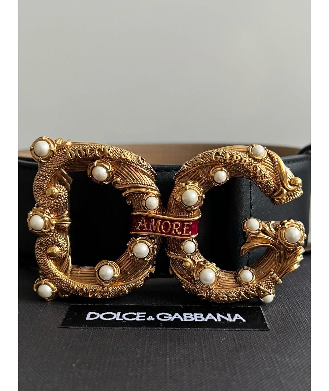 DOLCE&GABBANA Черный кожаный ремень, фото 4