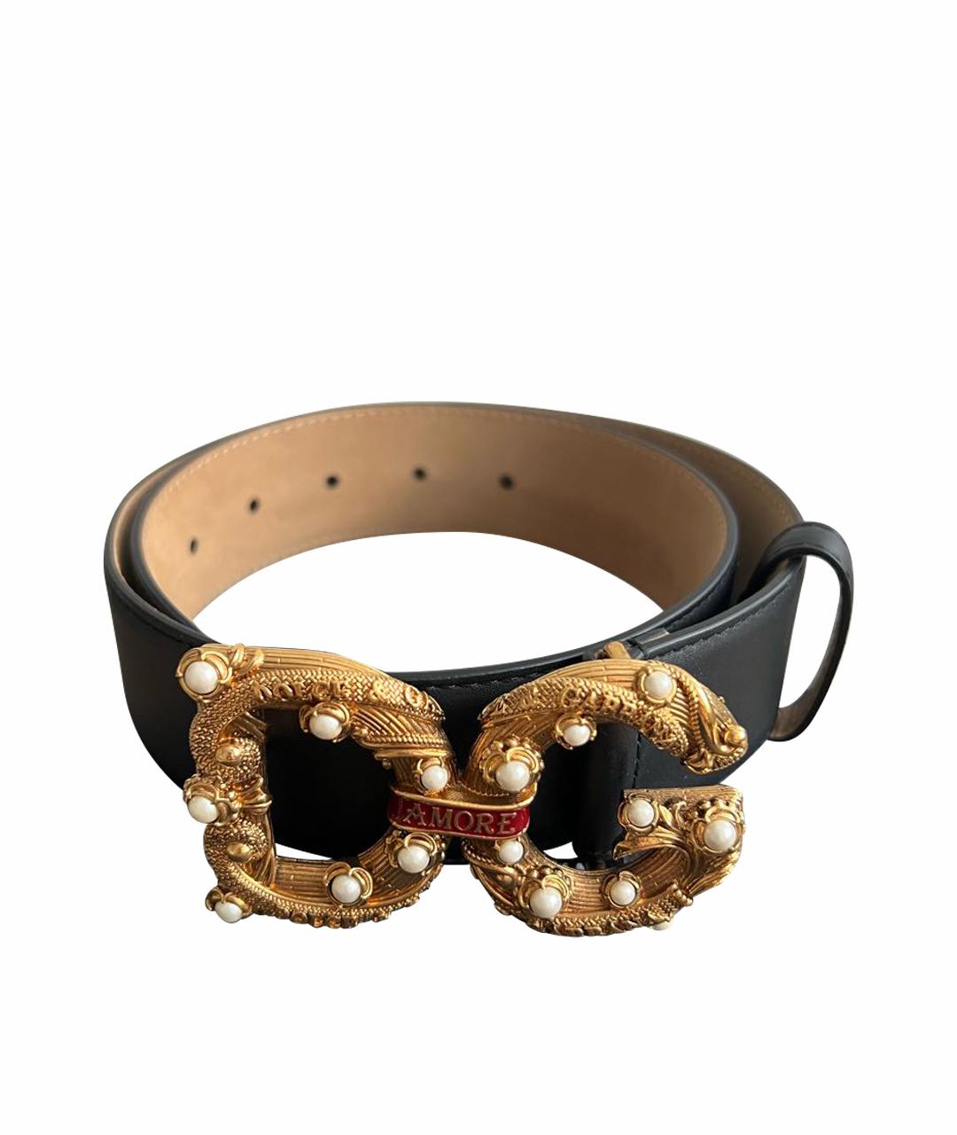 DOLCE&GABBANA Черный кожаный ремень, фото 1