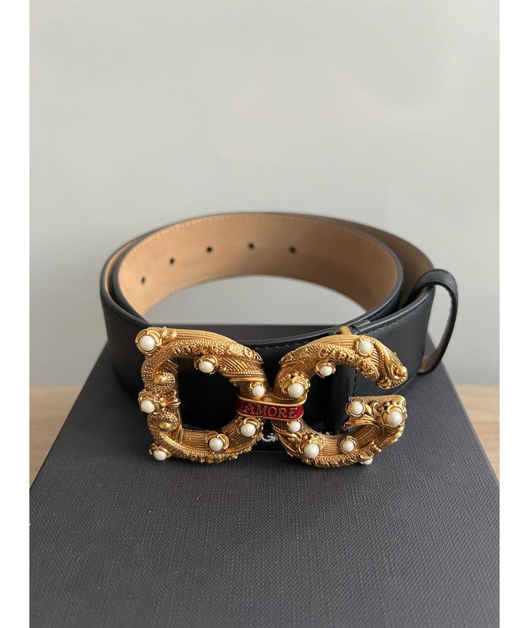 DOLCE&GABBANA Черный кожаный ремень, фото 7