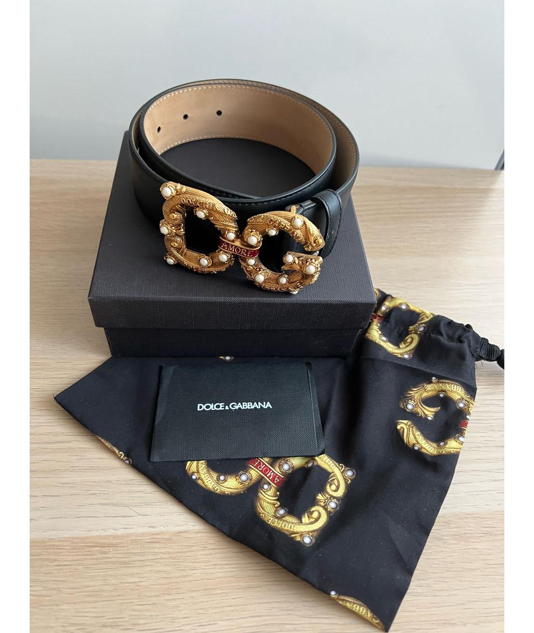 DOLCE&GABBANA Черный кожаный ремень, фото 5
