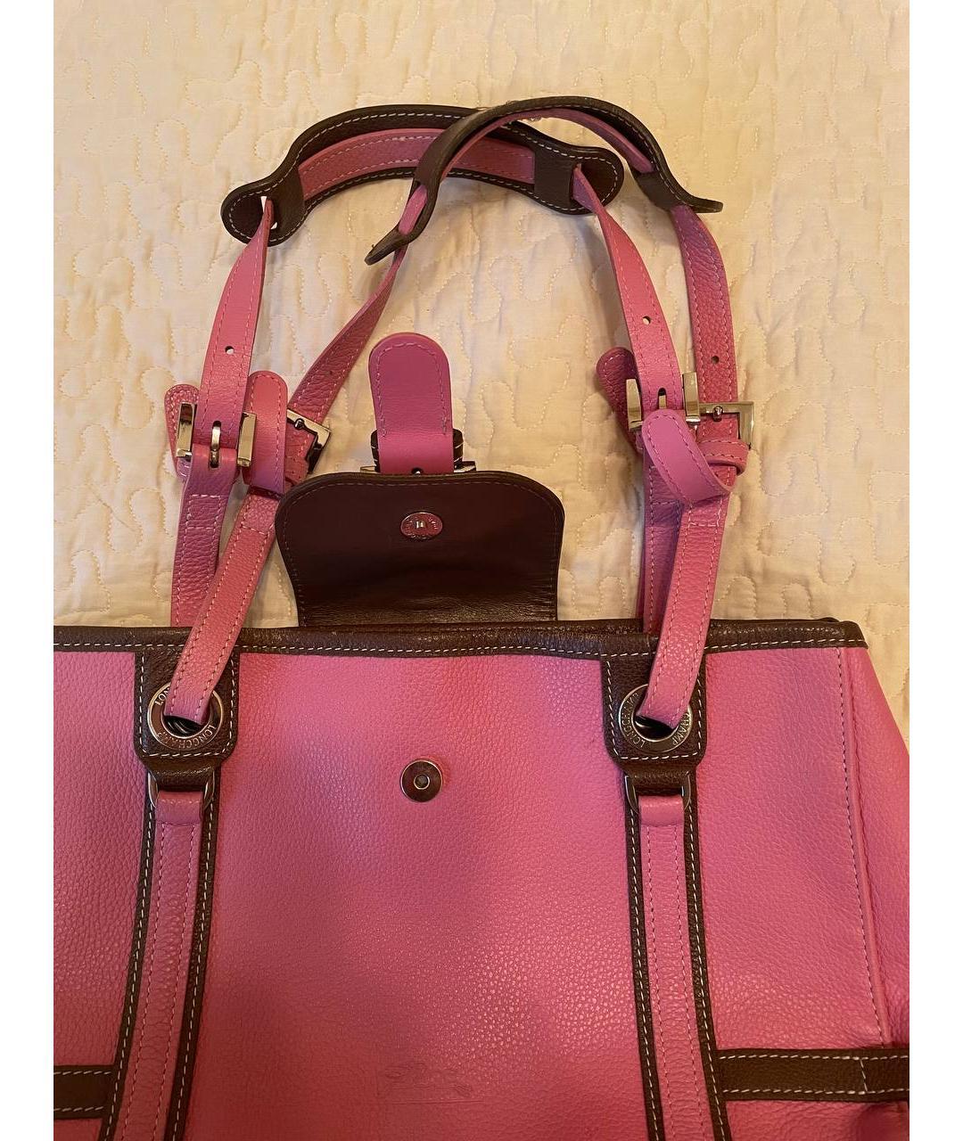 LONGCHAMP Розовая кожаная сумка тоут, фото 6