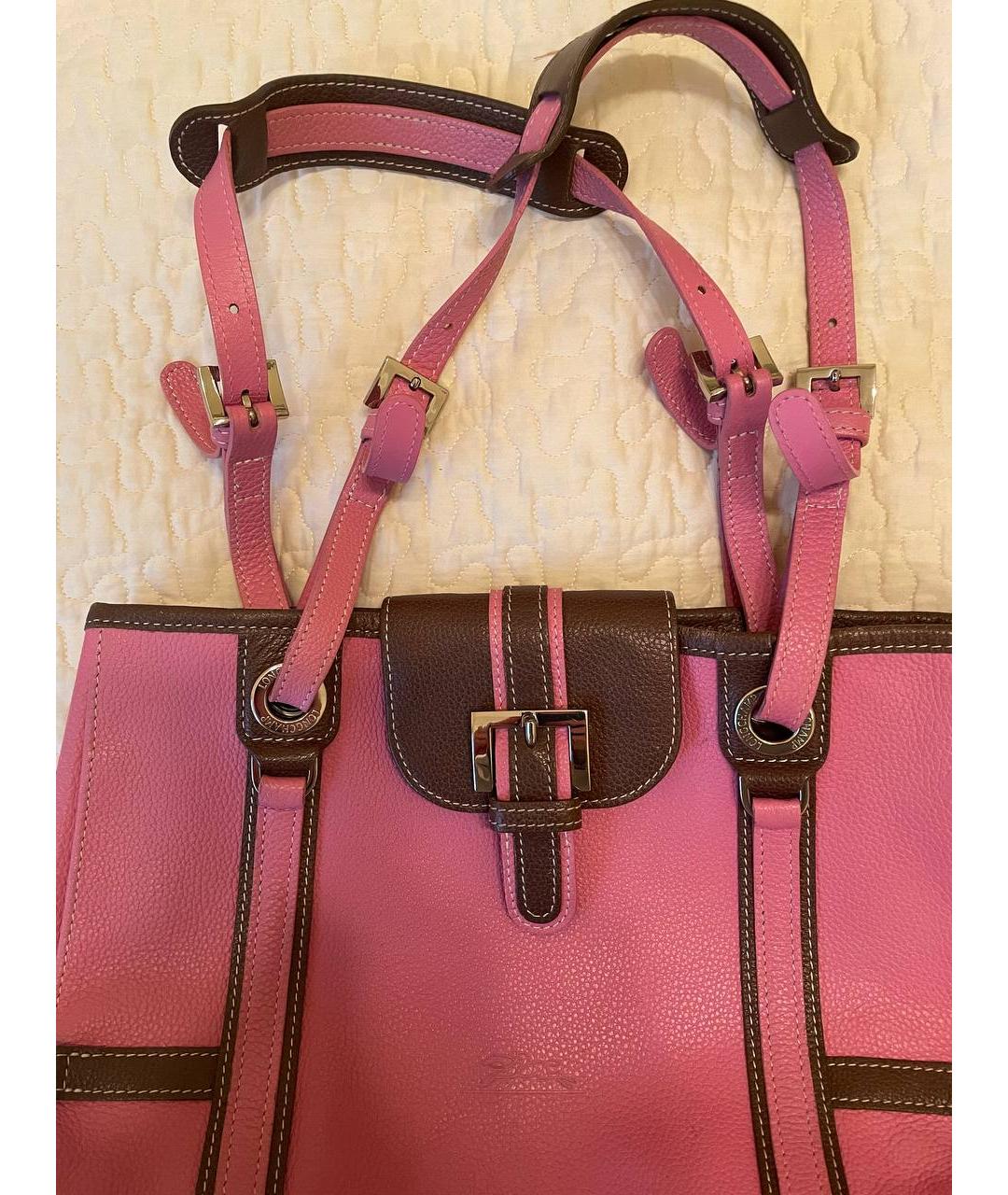 LONGCHAMP Розовая кожаная сумка тоут, фото 5
