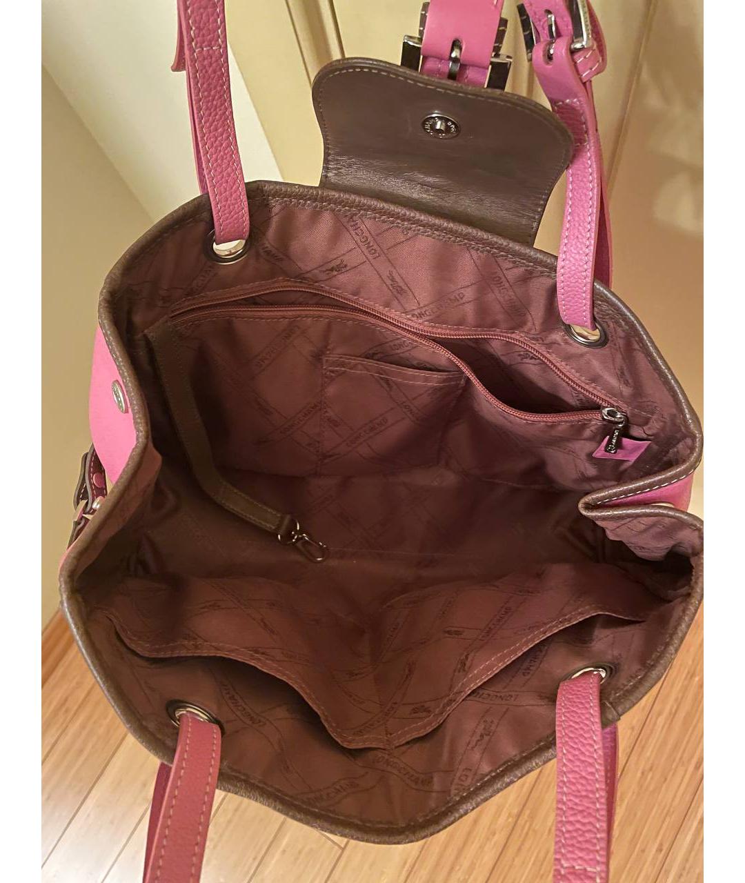 LONGCHAMP Розовая кожаная сумка тоут, фото 4