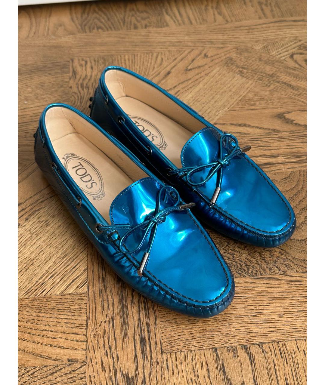 TOD'S Синие мокасины из лакированной кожи, фото 5