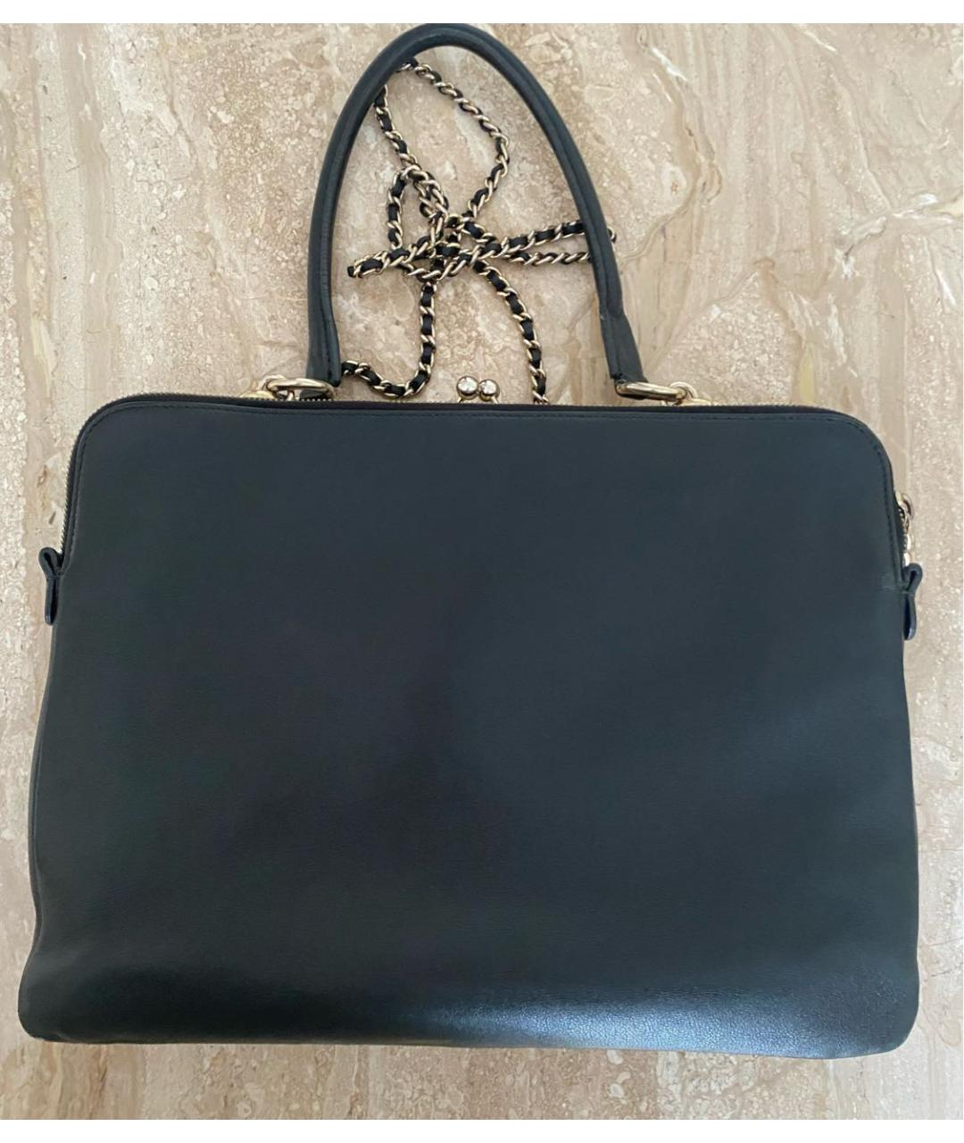 DOLCE & GABBANA VINTAGE Черная кожаная сумка через плечо, фото 3