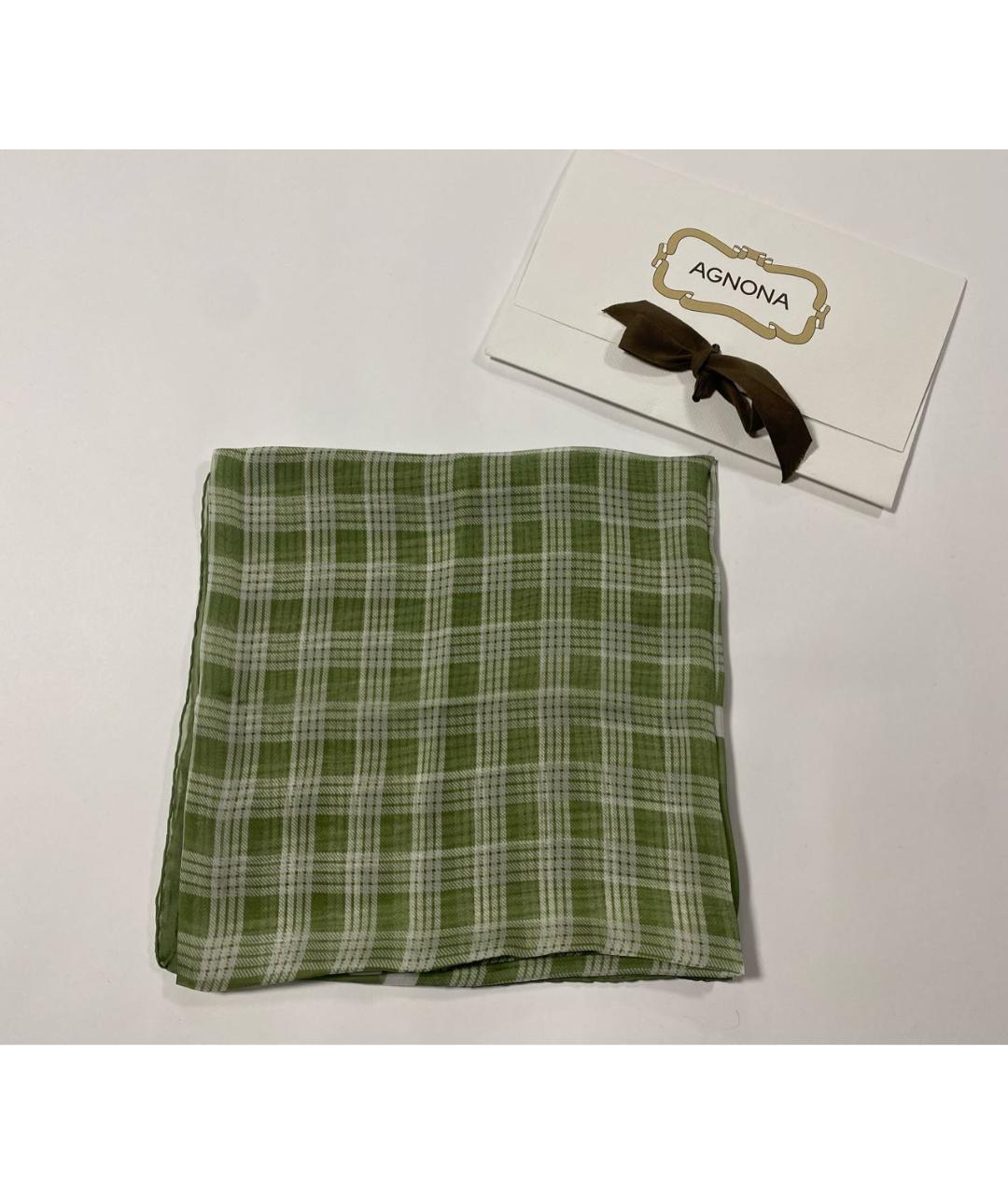 AGNONA Зеленый шелковый платок, фото 6